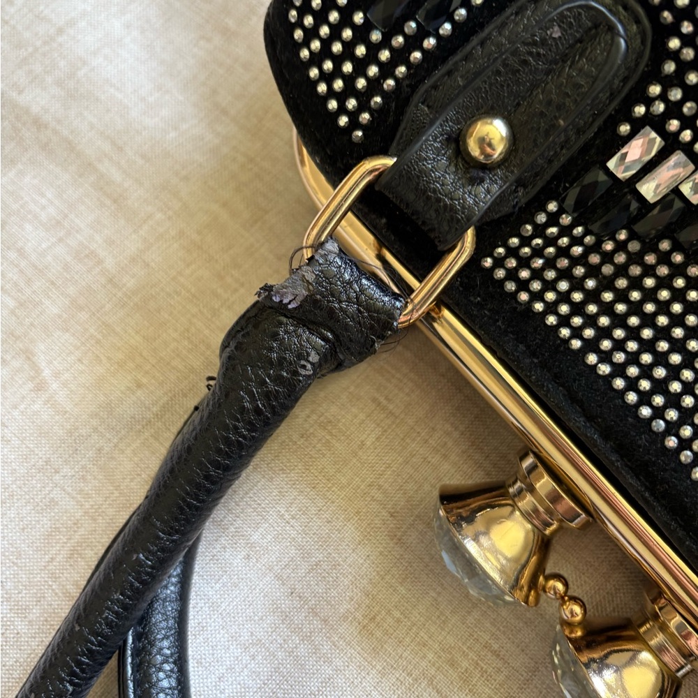 Black and Silver Sparkle with Gold Accent Handbag - Picture 6 of 9